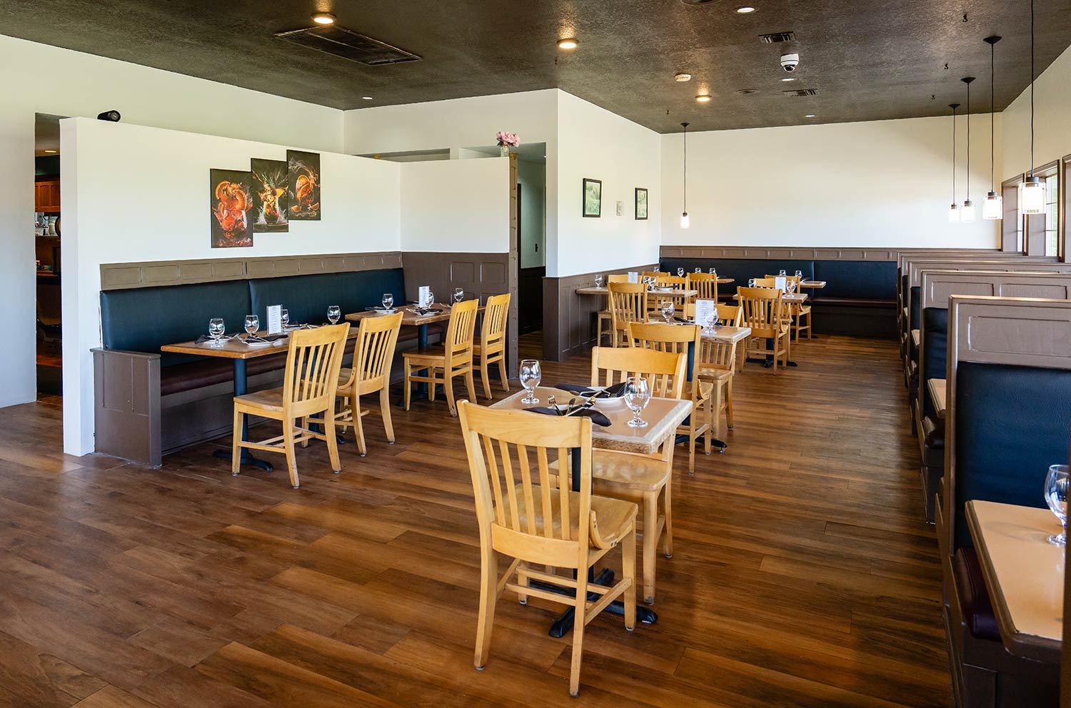 Interior dining area at The Corner Indian Restaurant & Bar in Anacortes WA